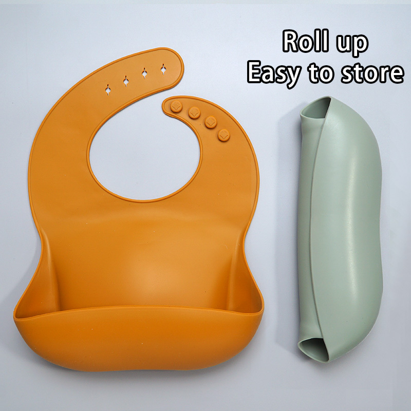 Soft Waterproof Silicone Baby Bib with Food Catcher, Baby Silicone Bib - Image 9