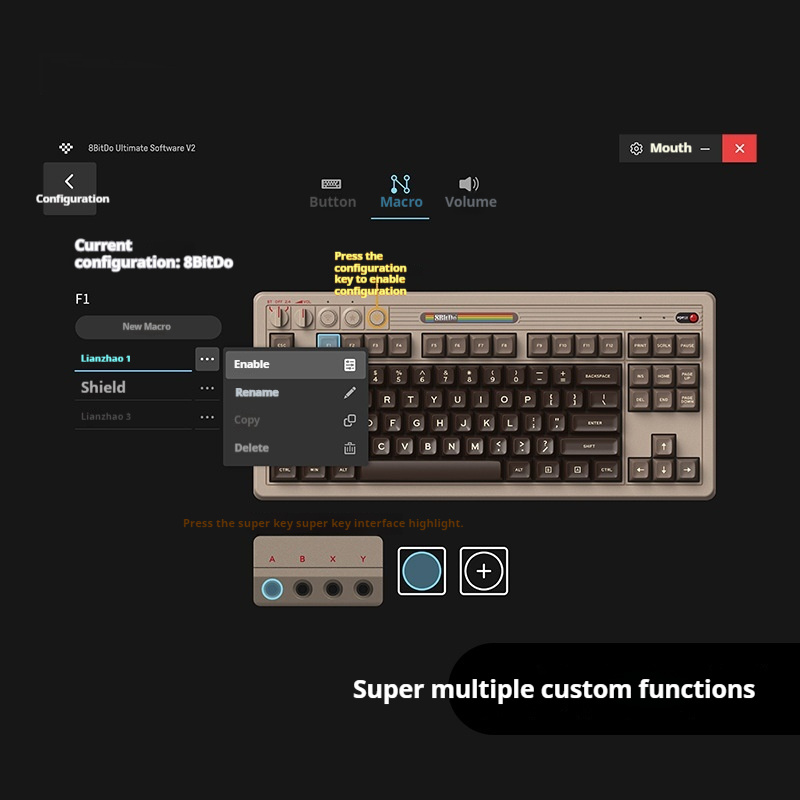 Retro Mechanical Gaming Keyboard Wireless Bluetooth With Rocker - Image 4