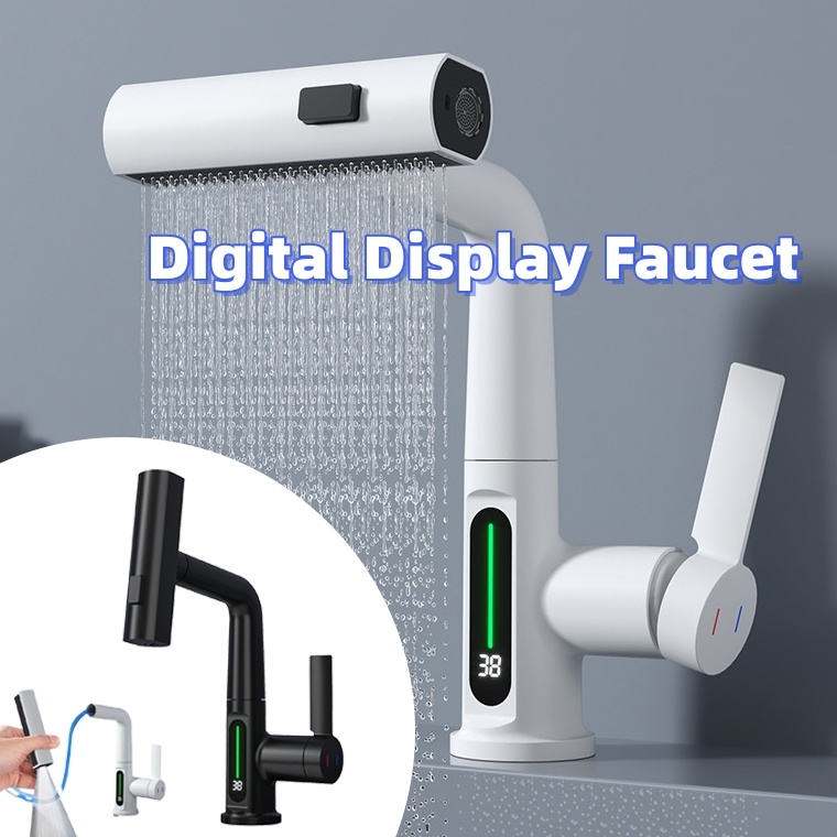Intelligent Digital Display Faucet Pull-out Basin Faucet Temperature Digital Display Rotation - Image 6
