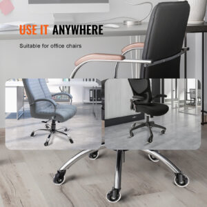 VEVOR Office Chair Wheels, Set Of 5, 3 Inch Caster Wheels Replacement For Hardwood Floors And Carpet, Heavy Duty Computer Gaming Desk Casters With 130 Lbs Load Capacity, Universal Fit For Most Chairs