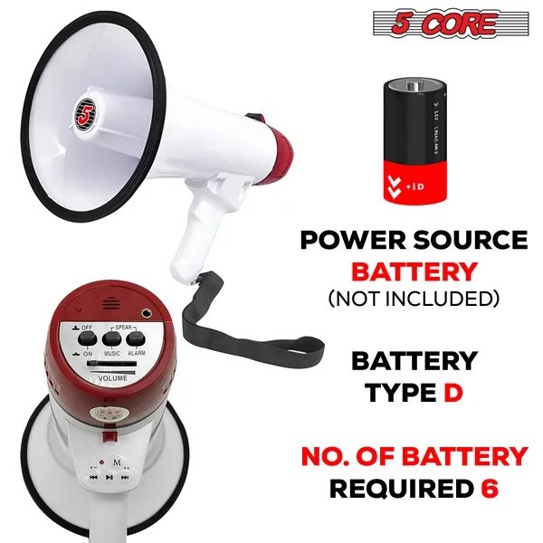 1beaf15c-4800-4a6e-aa95-a58367090d74.jpg 5 Core Megaphone 50W Bull Horn PA Speaker W 300M Range Loud Siren Voice Amplifier Portable - Image 4