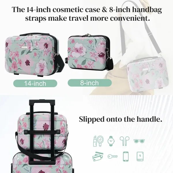 40fe414c-46ea-432c-abf4-8ba9912bebde.jpg Luggage Sets New Model PC 5pcs, Hardside Lightweight Durable 20' 24' 28' Suitcases With 8' 14' Cases, Suitcase With Lock Spinner Wheels - Image 5
