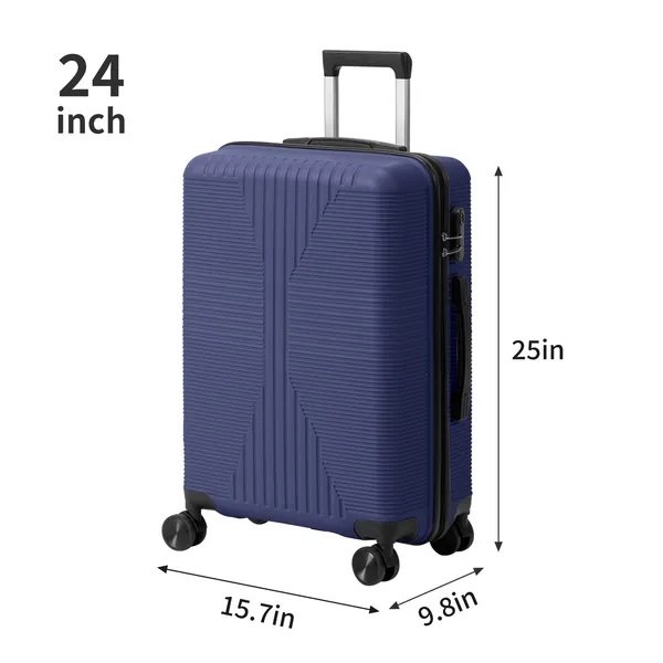 61b9eb1c-3cce-4a9a-bdbb-d699574389f5.jpg Non-TSA Customs Lock 3-in-1 PP Trolley Case, 20in, 24in, 28in, PP, Navy Blue - Image 3