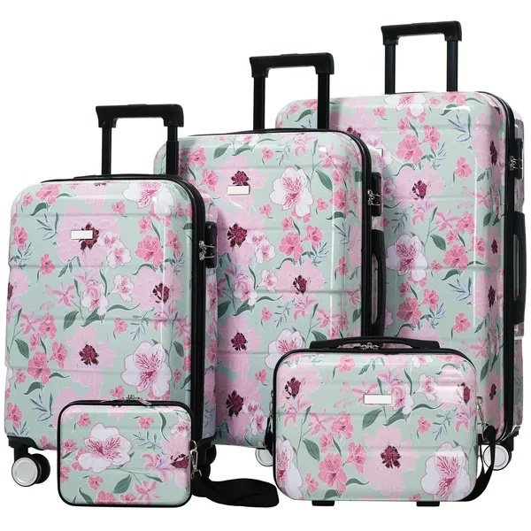 78792944-8b4f-4f84-8da9-afb7e52e904a.jpg Luggage Sets New Model PC 5pcs, Hardside Lightweight Durable 20' 24' 28' Suitcases With 8' 14' Cases, Suitcase With Lock Spinner Wheels