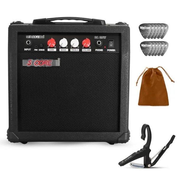 84a24e9f-d3e3-412d-8e65-e238502100c5.jpg 5 Core Guitar Amp 20W Electric Portable Mini Amplifier W Built In 6.5" Speaker Aux Headphone Jack