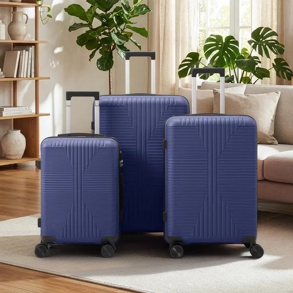 a0e4e763-c397-4531-99b6-beb6177adbee.jpg Non-TSA Customs Lock 3-in-1 PP Trolley Case, 20in, 24in, 28in, PP, Navy Blue - Image 2