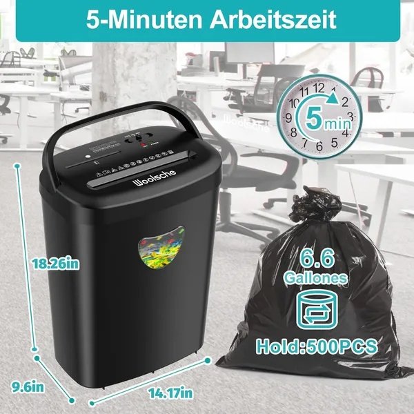 b974fe6b-957f-4e7e-b9c3-914634bd44da.jpg Aktenvernichter, Schreddert 12 Blatter Auf Einmal, Kann Kreditkarten&CD Und Buroklammern Zerkleinern, Papierschredder Mit Einem 25-Liter-Abfallbehalter-Versand Von FBA - Image 5