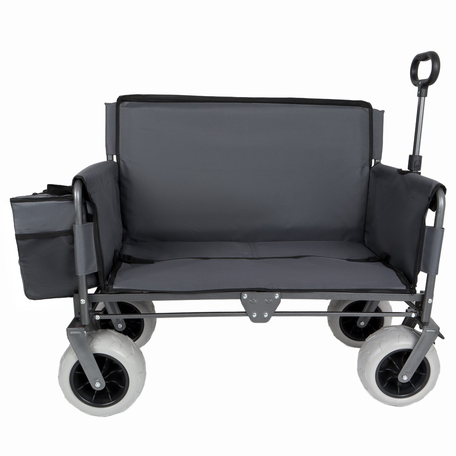 c3299f75-886c-48dd-8b96-1b517f1171f8.jpg 3- In- 1 Folding Wagon With Bench Seat - Patent Protection Includes 1 Ice Pack 500lbs Capacity 9 X4 Beach Tires For Camping & Beach Gray
