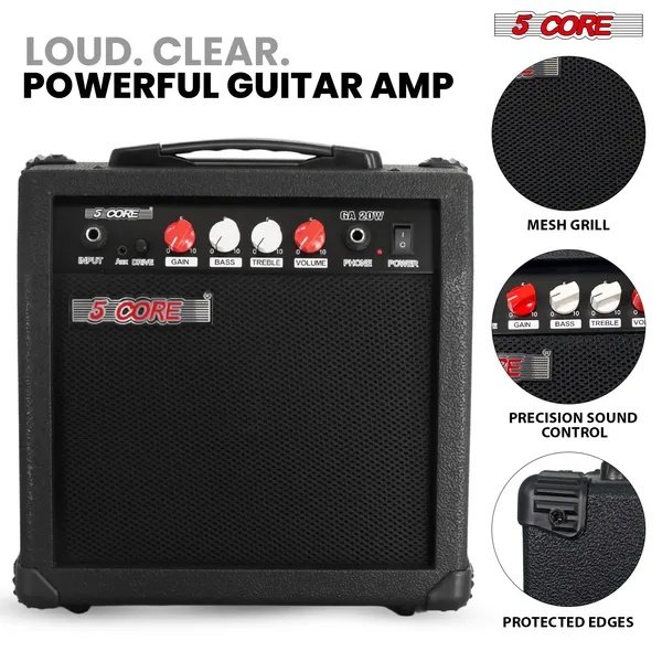 cd8973c6-8654-4685-a4eb-7ab025d35d9d.jpg 5 Core Guitar Amp 20W Electric Portable Mini Amplifier W Built In 6.5" Speaker Aux Headphone Jack - Image 2