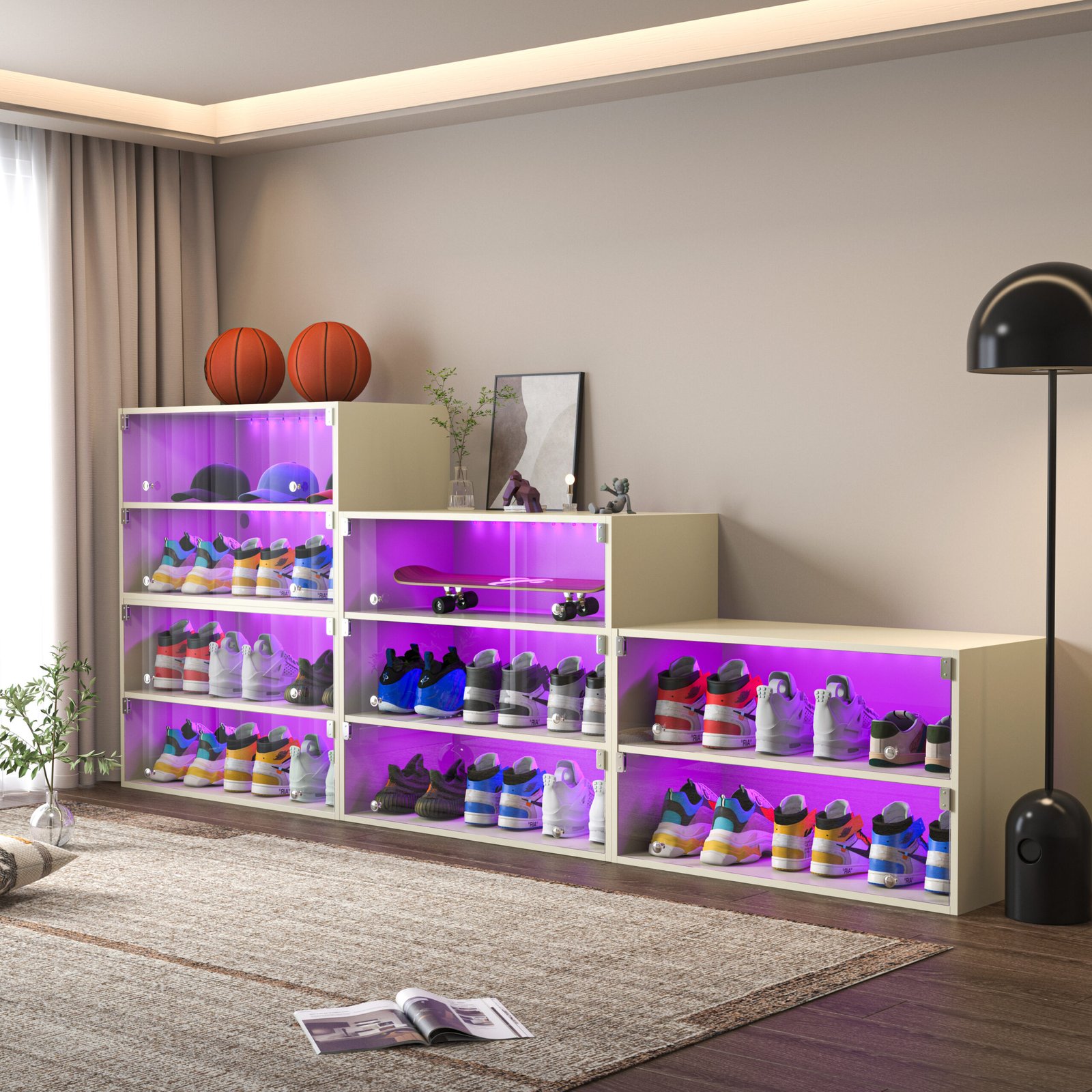 d7d34790-b167-4808-82a4-5618a46b99a6.jpg LED Light Shoe Box Three Layers With Glass Doors - Image 4