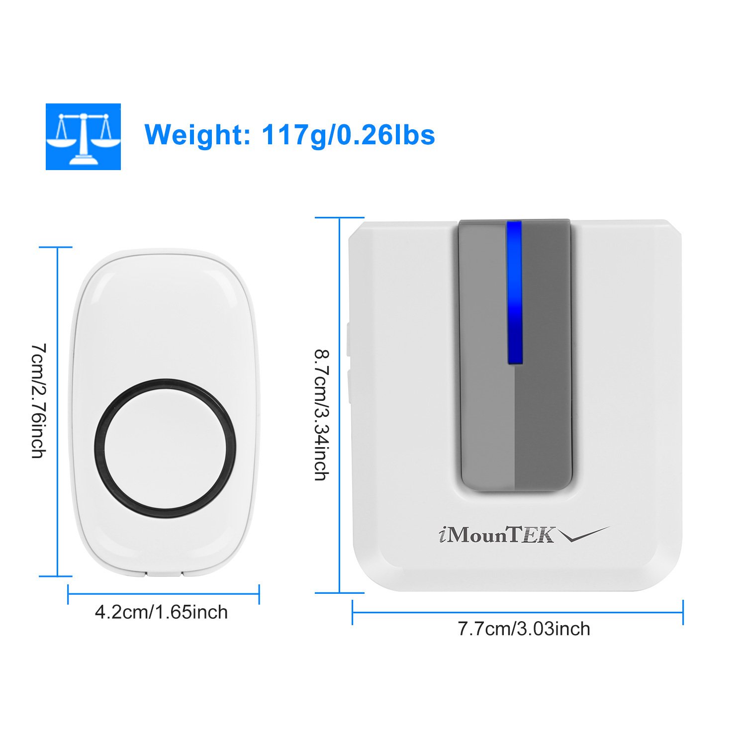 df3d1510-d5ec-4f30-9d4d-4a3e9afc18ec.jpg Wireless Doorbells Rings 1 Thousand FT Operating Range IP44 Waterproof Door Chime With 1 Plug Receiver Chimes 52 Melodies LED Indicator Bells For Office Apartment House - Image 6