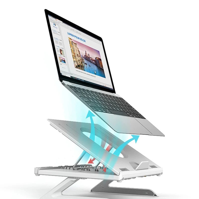 f7838350-1228-4a37-a4c8-49098bd23e68.jpg New Laptop Stand Multifunctional Folding Lift Portable Laptop Stand Monitor Increase Rack Aluminum Alloy Base - Image 9